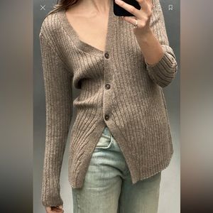 Zara diagonal placket ribbed knit cardigan